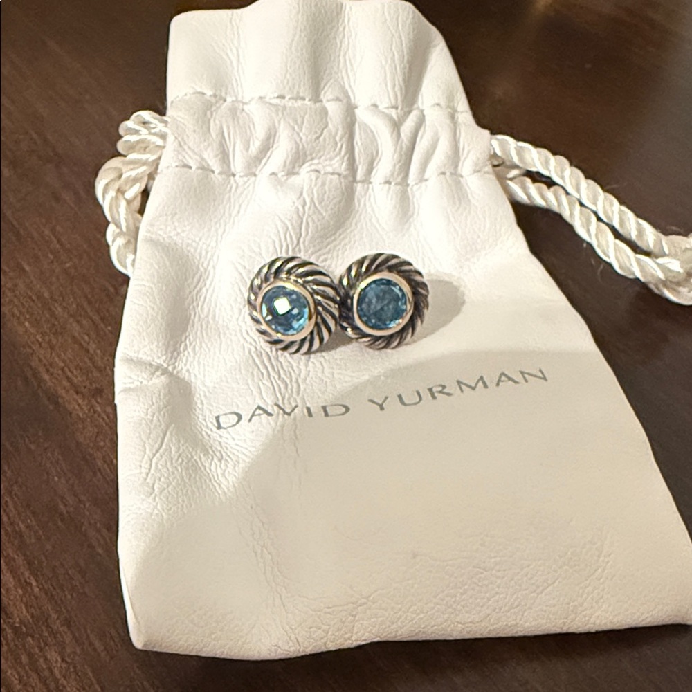 David Yurman Blue Topaz Cookie Earrings